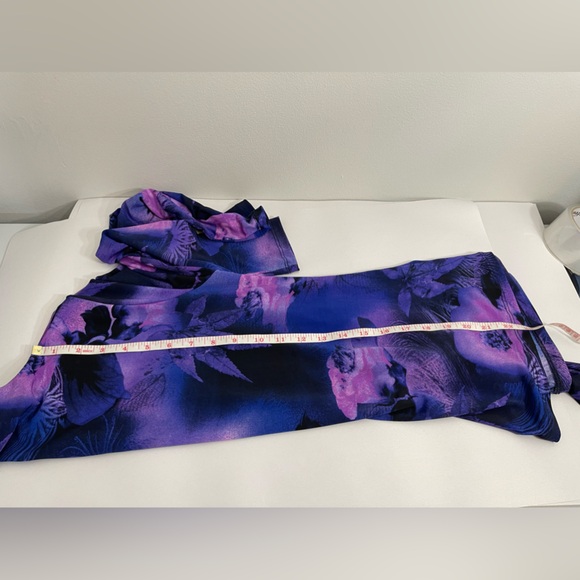 NWOT Clara Sunwoo Wrinkle Free Deep Ocean Floral Romantic Tie Front Blouse S - Picture 9 of 9